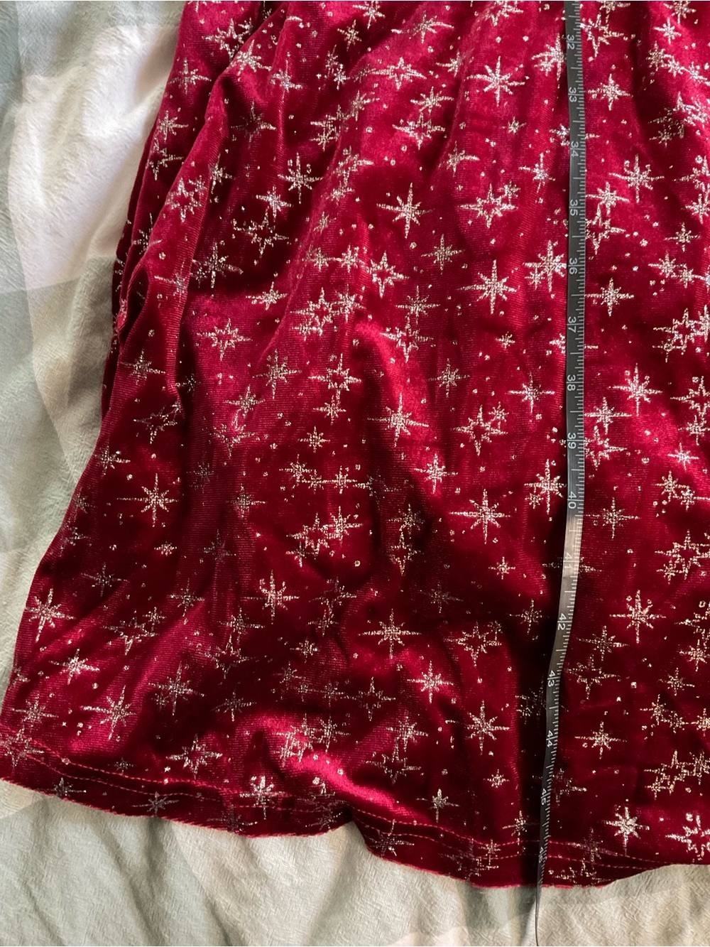 BloomChic Red Velvet Midi Dress with Silver Star Accents - Picture 4 of 6
